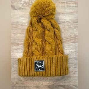 Cozy Mustard Knit Pom-Pom Beanie for Kids